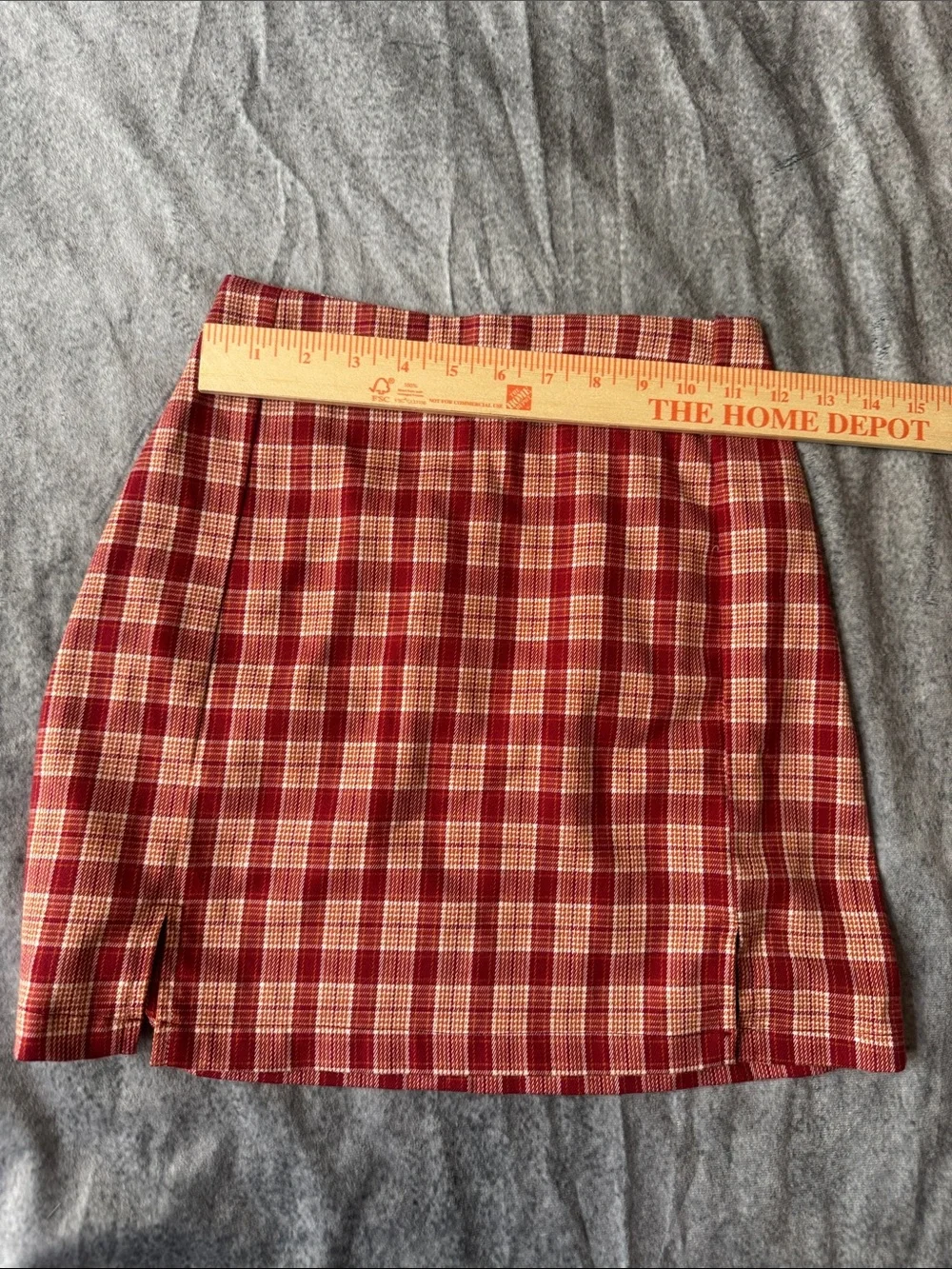 Brandy Melville Red and Cream Plaid Mini Skirt